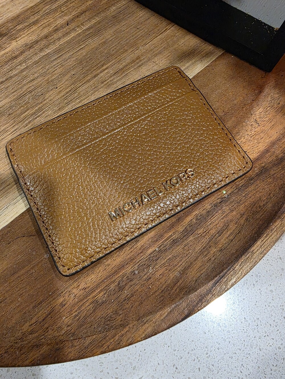 Michael Kors Brown Pebbled Leather Card Holder